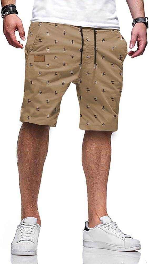 JMIERR Men's Casual Shorts - Cotton Drawstring Summer Beach Stretch Twill Chino Golf Shorts | Amazon (US)