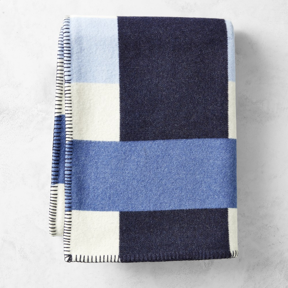 Lesina Merino Wool Throw, Navy | Williams-Sonoma