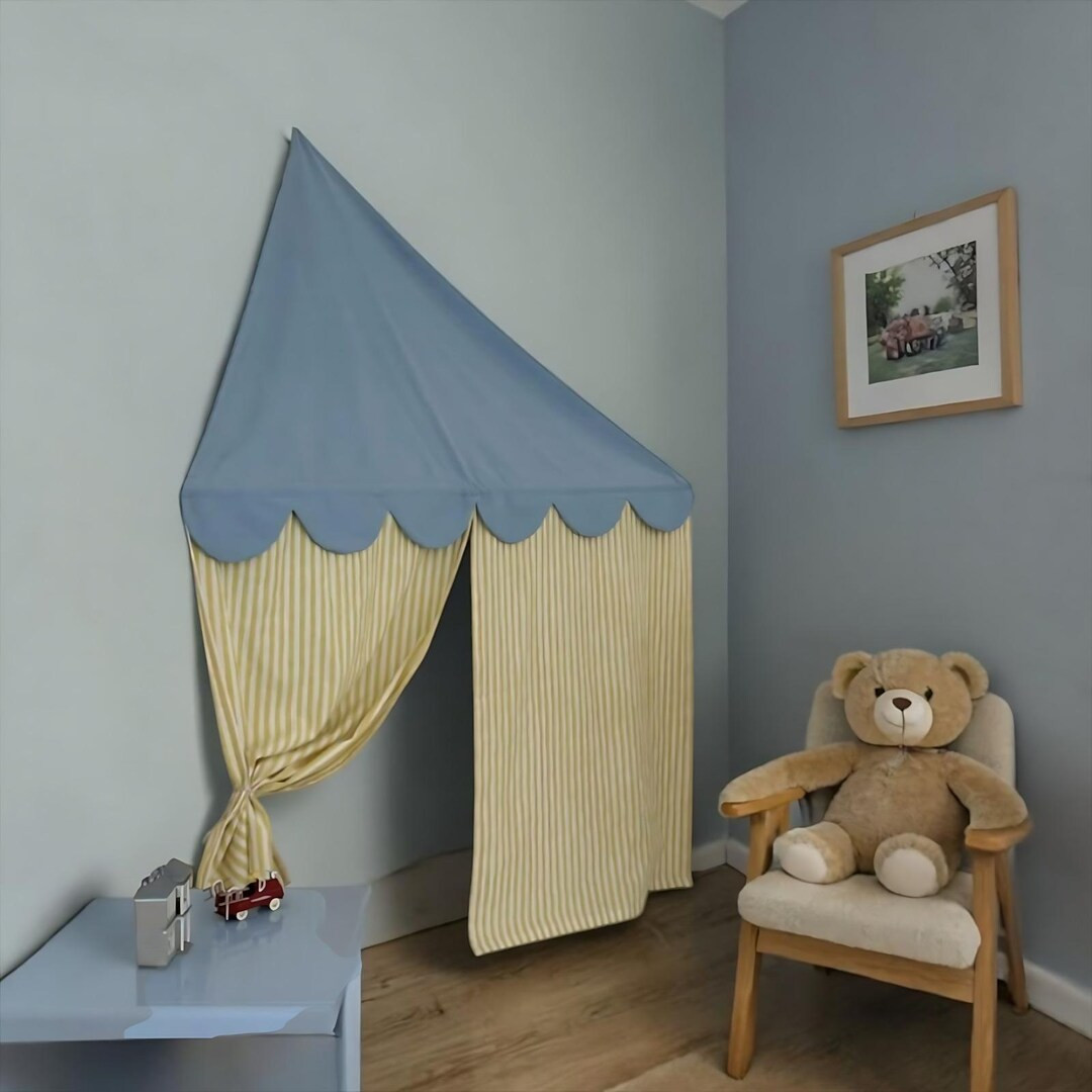 Kids Indoor Hanging Tent Reading Nook – Cozy Playhouse Corner, Wall-Mounted Toy Storage | Etsy (Global)