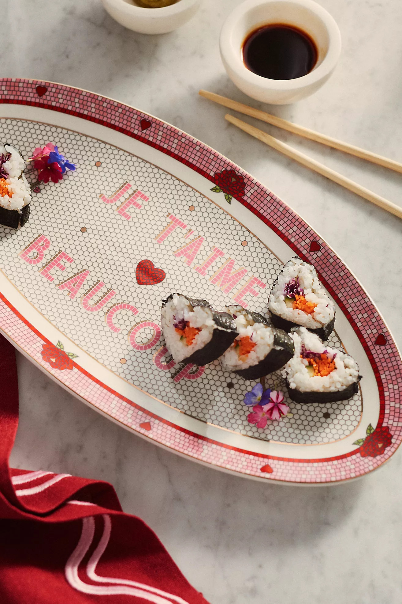 The Bistro Tile Stoneware Platter: Valentine's Edition | Anthropologie (US)