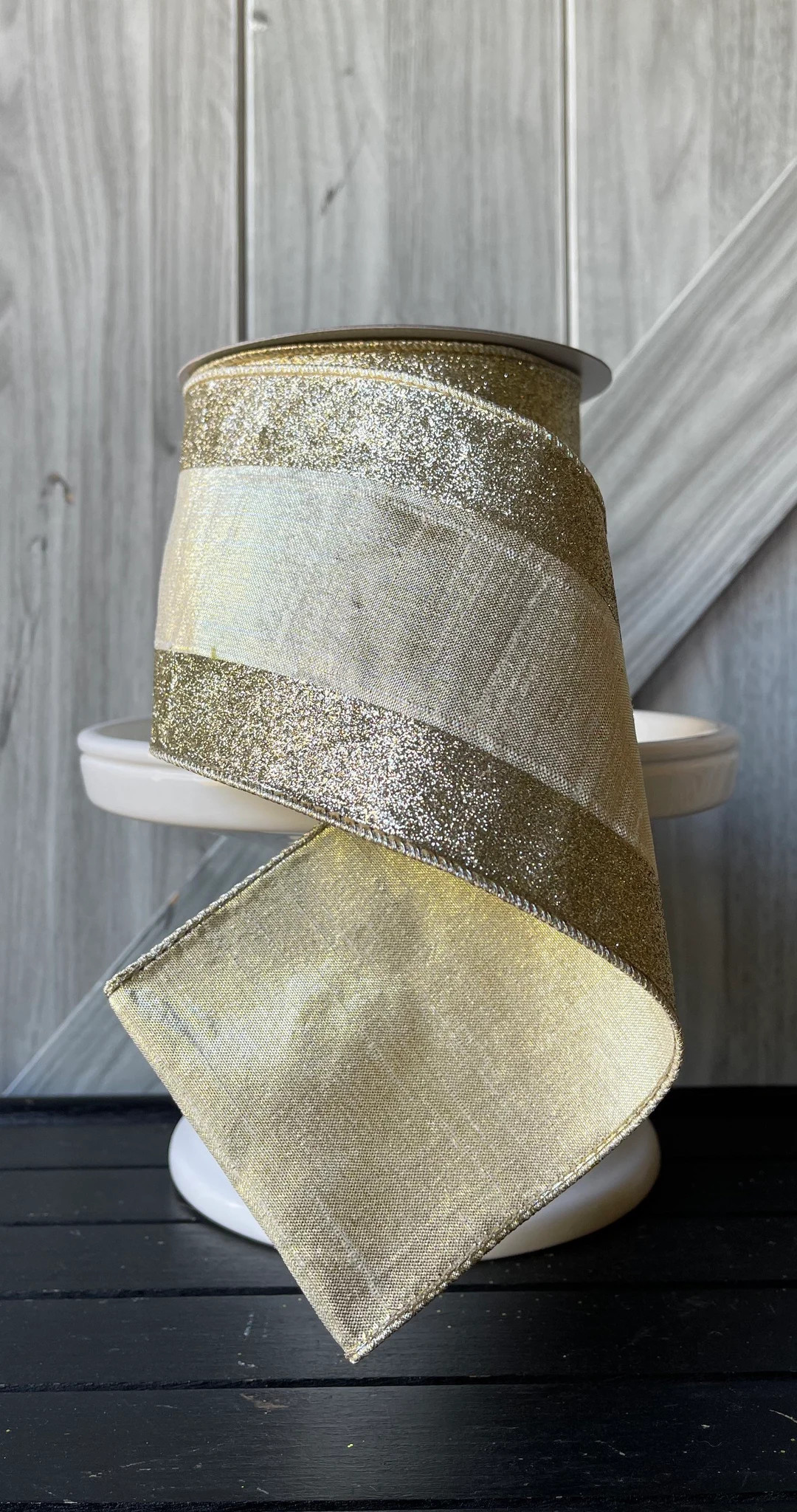 10 yards, 4 Inch Wired Ribbon, Platinum Wired Ribbon, Farrisilk Ribbon, Glitter Ribbon, Silver Ri... | Etsy (US)