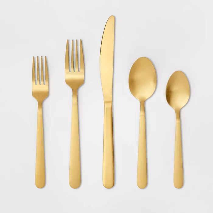 20pc Stainless Steel Silverware Set Gold - Threshold™ | Target