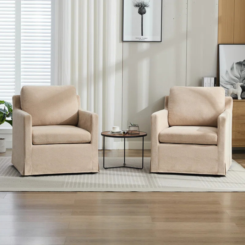 Slipcovered Swivel Accent Chair (Set of 2) | Wayfair North America