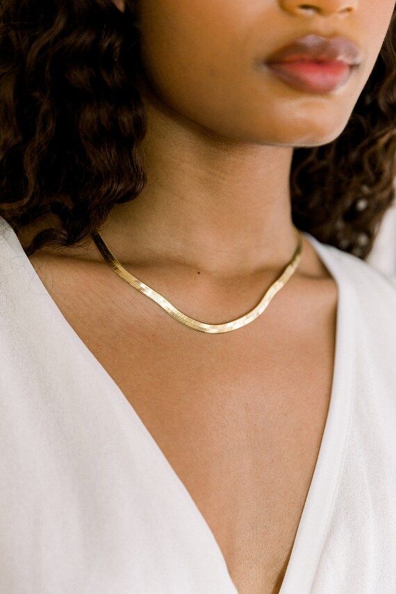 Gold Snake Necklace Gold Filled Herringbone Necklace Snake | Etsy | Etsy (US)