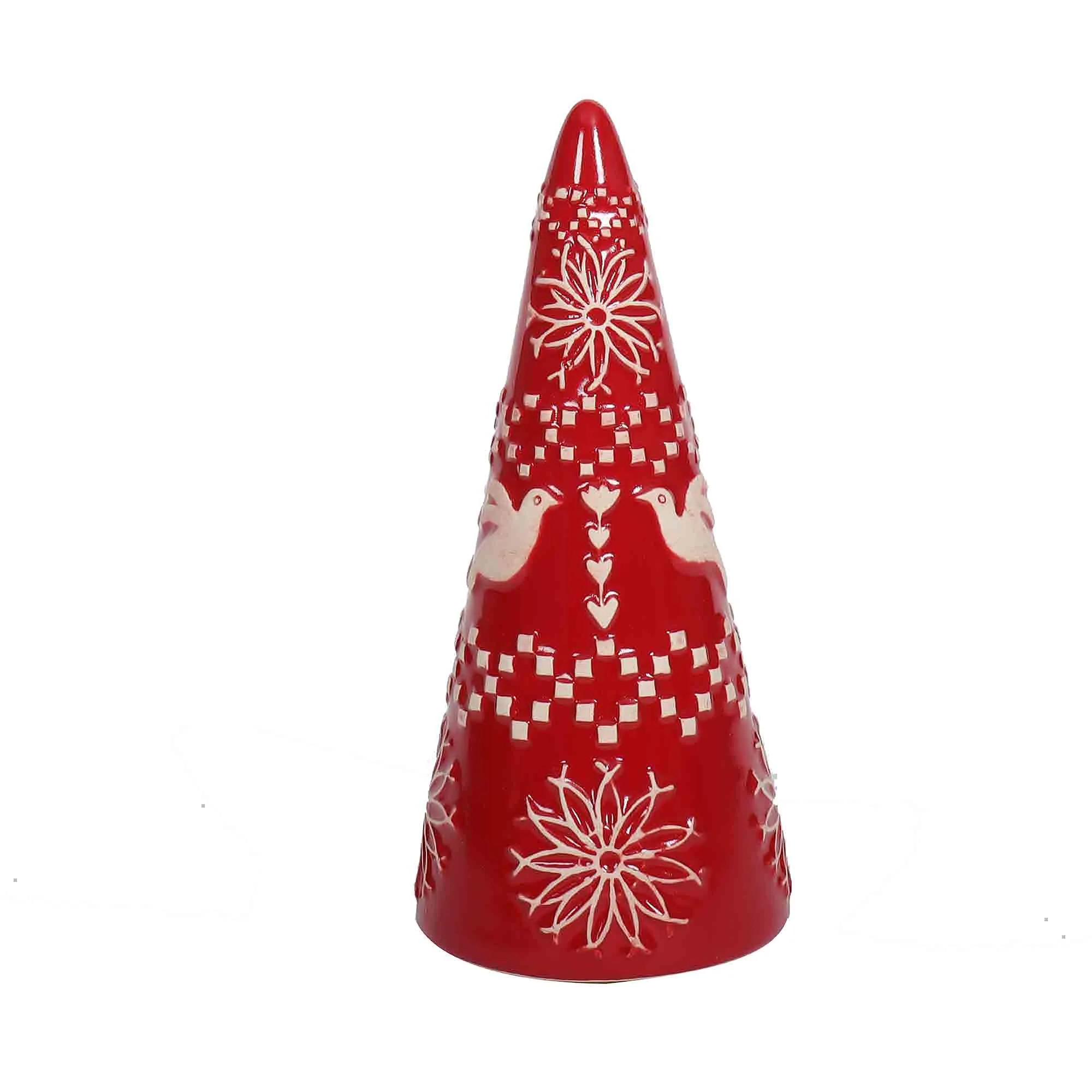 Holiday Time Red Cone Tree Christmas Tabletop Decoration, 9.13 inch | Walmart (US)