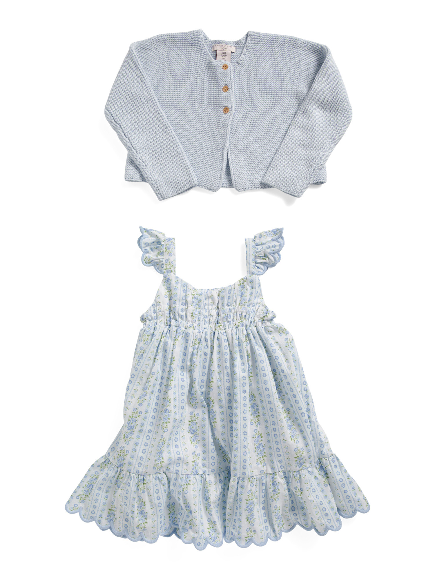 Toddler Girls Scalloped Floral Dress And Cardigan Set | Toddler Girl Dresses | Marshalls | Marshalls