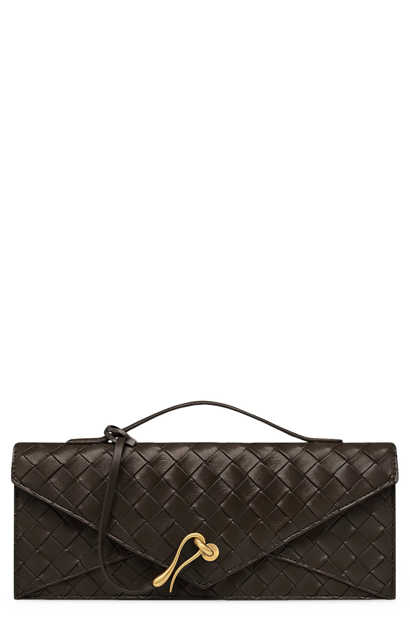 JW PEI Celeste Woven Faux Leather Envelope Top Handle Bag in Dark Brown at Nordstrom | Nordstrom