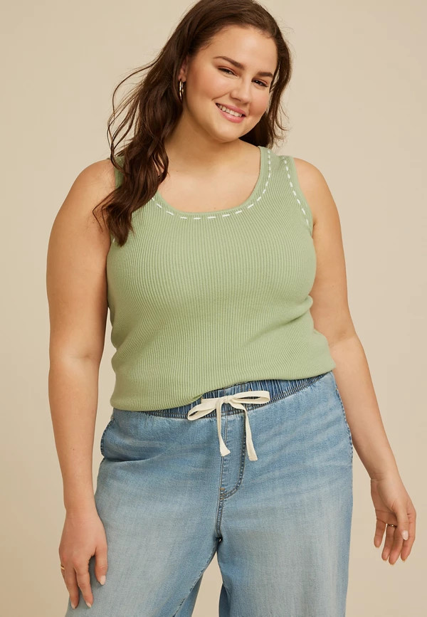 Plus Size Ribbed Stitch Tank Top | Maurices