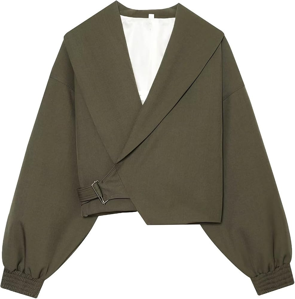 Womens Cropped Oversized Jacket Balloon Sleeve Casual Jacket Coat | Amazon (US)