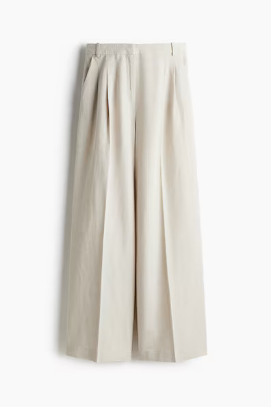 H & M - Wide-Leg Linen-Blend Pants - Beige | H&M (US + CA)