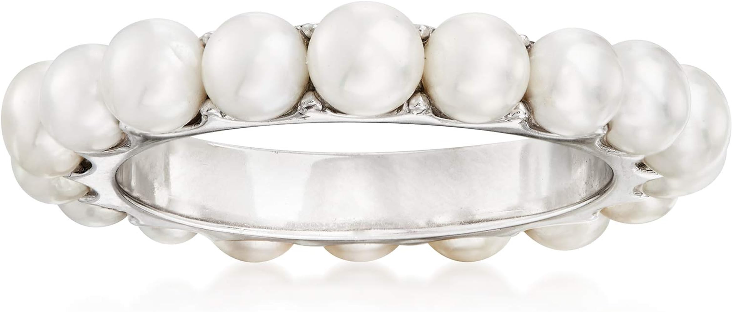 3.5-3.75mm Cultured Pearl Eternity Ring in Sterling Silver | Amazon (US)