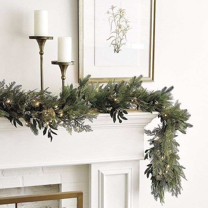 Prelit Mixed Cedar 6' Garland | Ballard Designs, Inc.