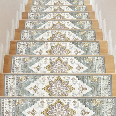 HEBE Carpet Stair Treads for Wooden Steps 15 pieces 30"x8" Non Slip Adhesive Backing Step Treads Beige Gray | Target