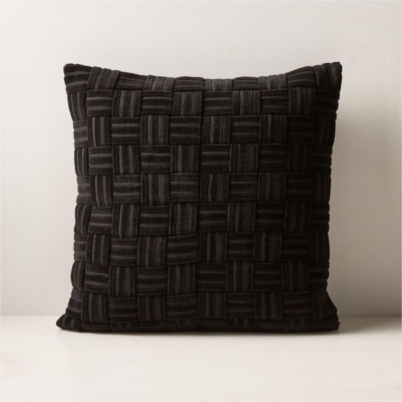 Akemi Woven Black Velvet Throw Pillow with Down-Alternative Insert 18'' + Reviews | CB2 | CB2
