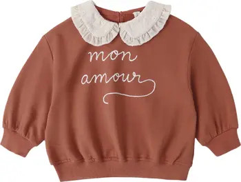 Mon Amour Cotton Collared Graphic Sweatshirt | Nordstrom