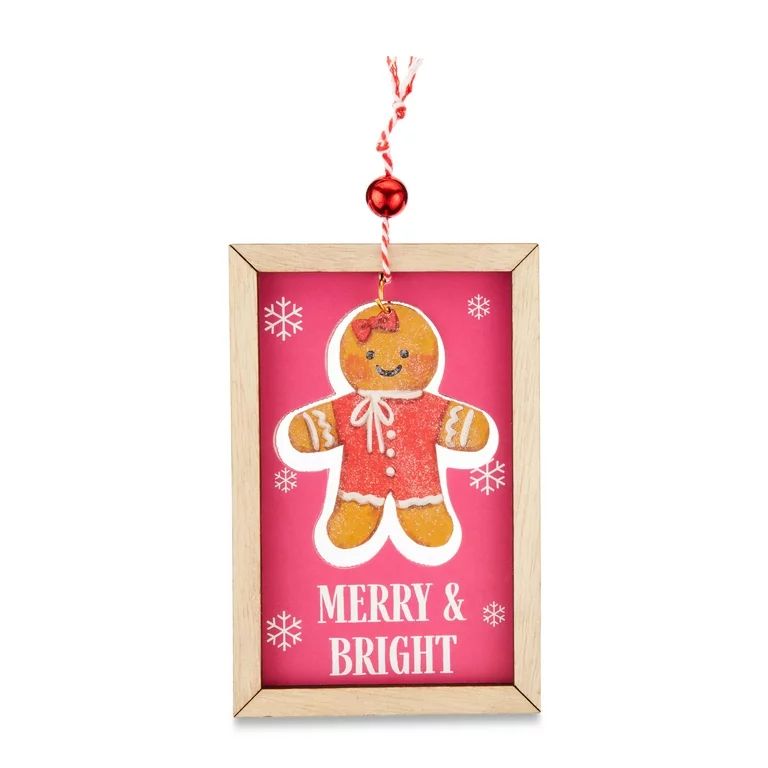Pink Plywood Frame with Gingerbread Christmas Ornament, 1 Count, by Holiday Time | Walmart (US)