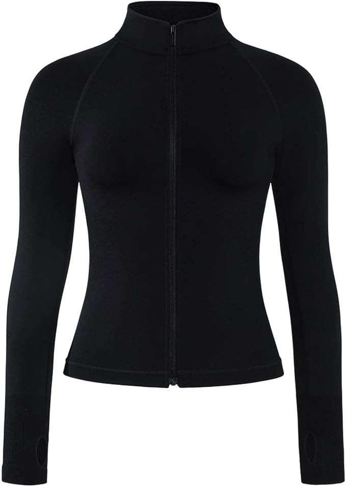 AUROLA Influence Women's Full Zip Athletic Slim Fit Workout Jacket | Thumb Holes, Mock Neck, Long... | Amazon (US)