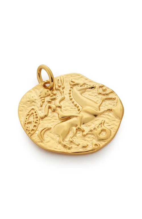 Monica Vinader Goddess Coin Pendant Charm in 18Ct Gold Vermeil/ss at Nordstrom | Nordstrom