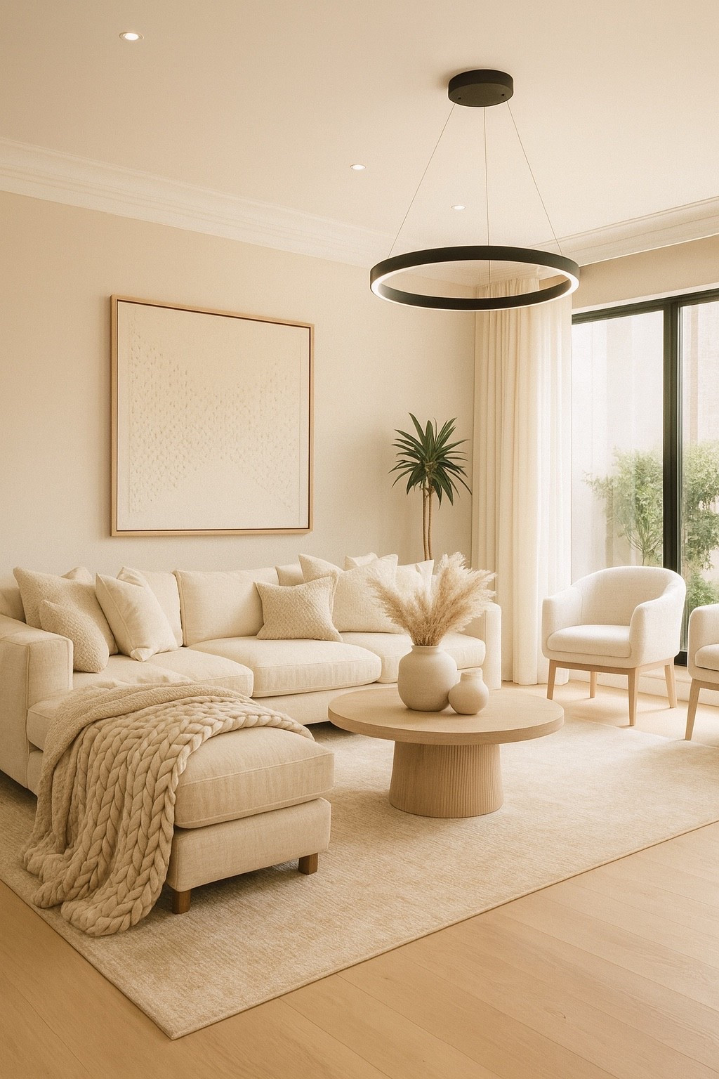 A soft, airy beige living room styled in a modern minimalist aesthetic — plush sectional sofa, boucle accent chair, warm wood tones, LED ring chandelier, textured throw blanket and sculptural decor pieces. Perfect cozy inspiration for a light, neutral home with calm luxury vibes. Save this for your interior mood board 🤍✨
#LTKHome #LTKLivingRoom #LTKDecor #LTKFindsUnder100 #LTKSaleAlert #LTKHolidayHome #LTKCozy #LTKModern #LTKNeutralHome #LTKInspo #LTKHomeDecor #LTKScandinavian #LTKMinimalist #LTKSmallSpaces #LTKStyle

#LTKSaleAlert #LTKGiftGuide #LTKHome