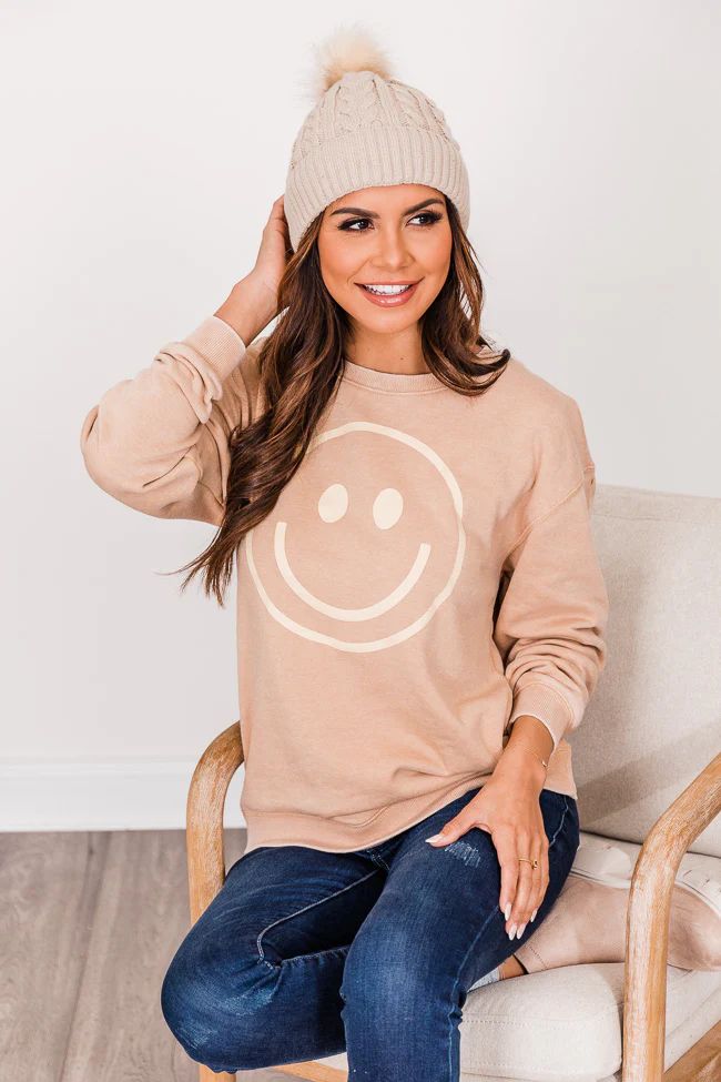Smiley Face Gold Graphic Sweatshirt | The Pink Lily Boutique