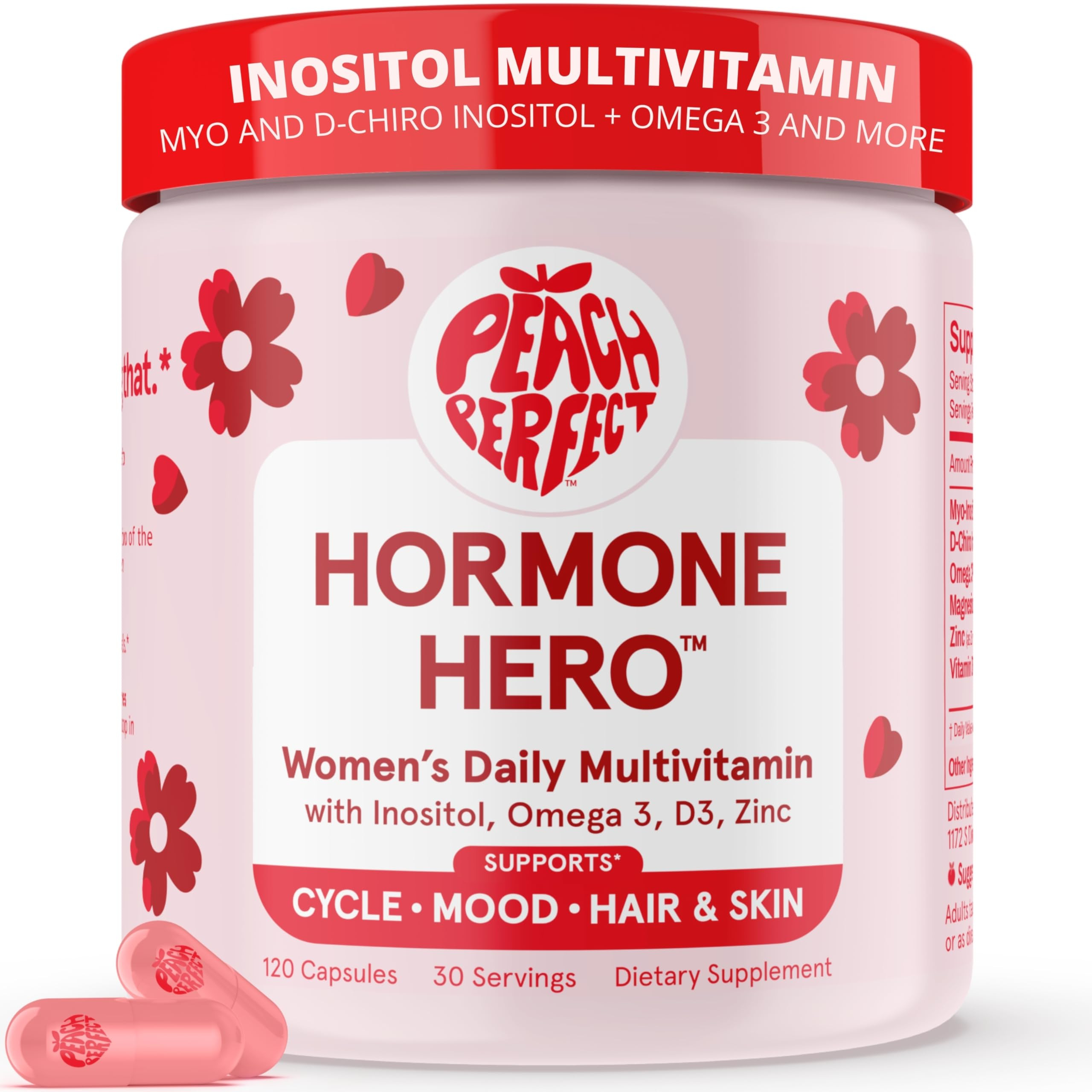 Peach Perfect Inositol Multivitamin – Myo-Inositol & D-Chiro 40:1 Blend, Omega-3, Vitamin D3, M... | Amazon (US)