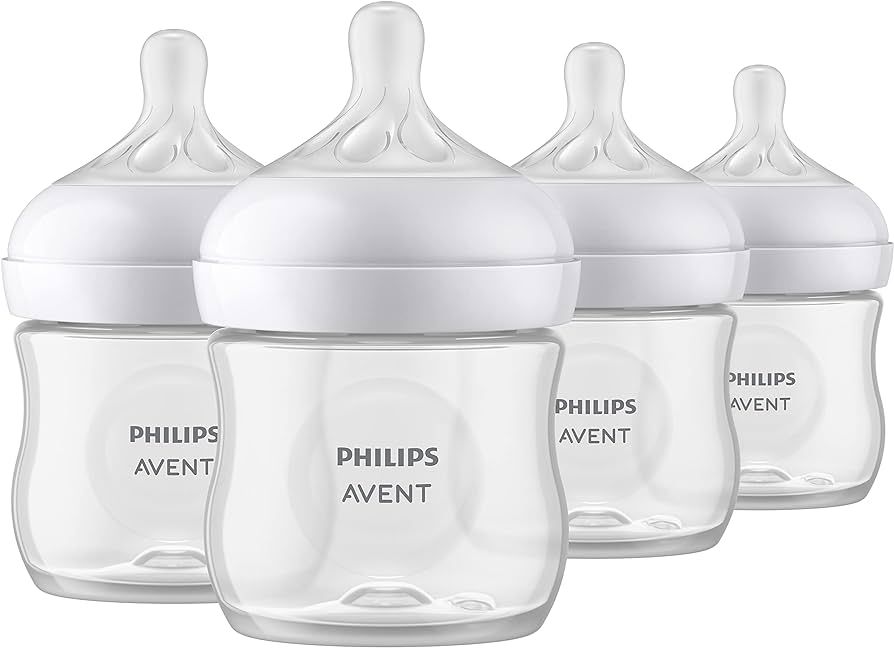 Philips AVENT Natural Baby Bottle with Natural Response Nipple, Clear, 4oz, 4pk, SCY900/04 | Amazon (US)