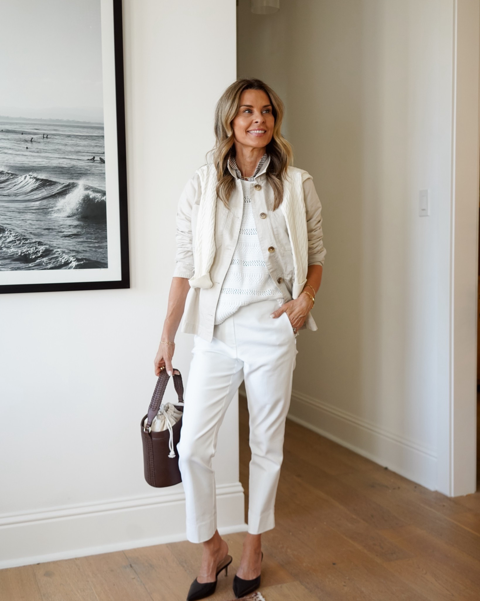 I’m 5’6”
-White stretch pant sz 2 petite
-Bucket bag
-Tie-side jacket sz S reg 

#LTKOver40 #LTKgrwm #LTKootd