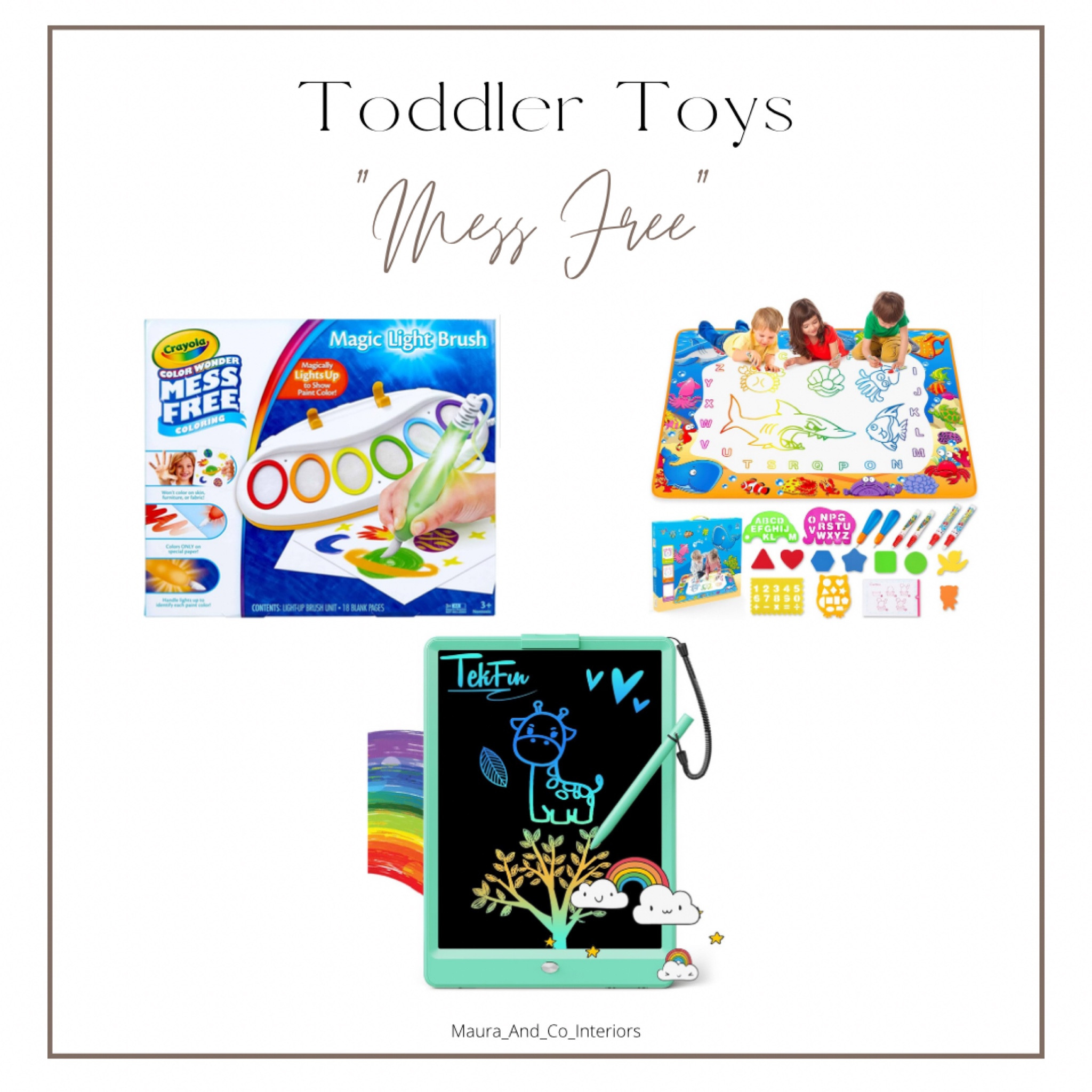 These are so fun & a hit in our house!

Mess free is in quotations because you still have water to clean up! 

The tablet looking one doesn’t seem to have backlit screen like ipads! It only shows color when you draw on it 😊

Toddler, toys, creative, drawing

#LTKHome #LTKFindsUnder50 #LTKFamily