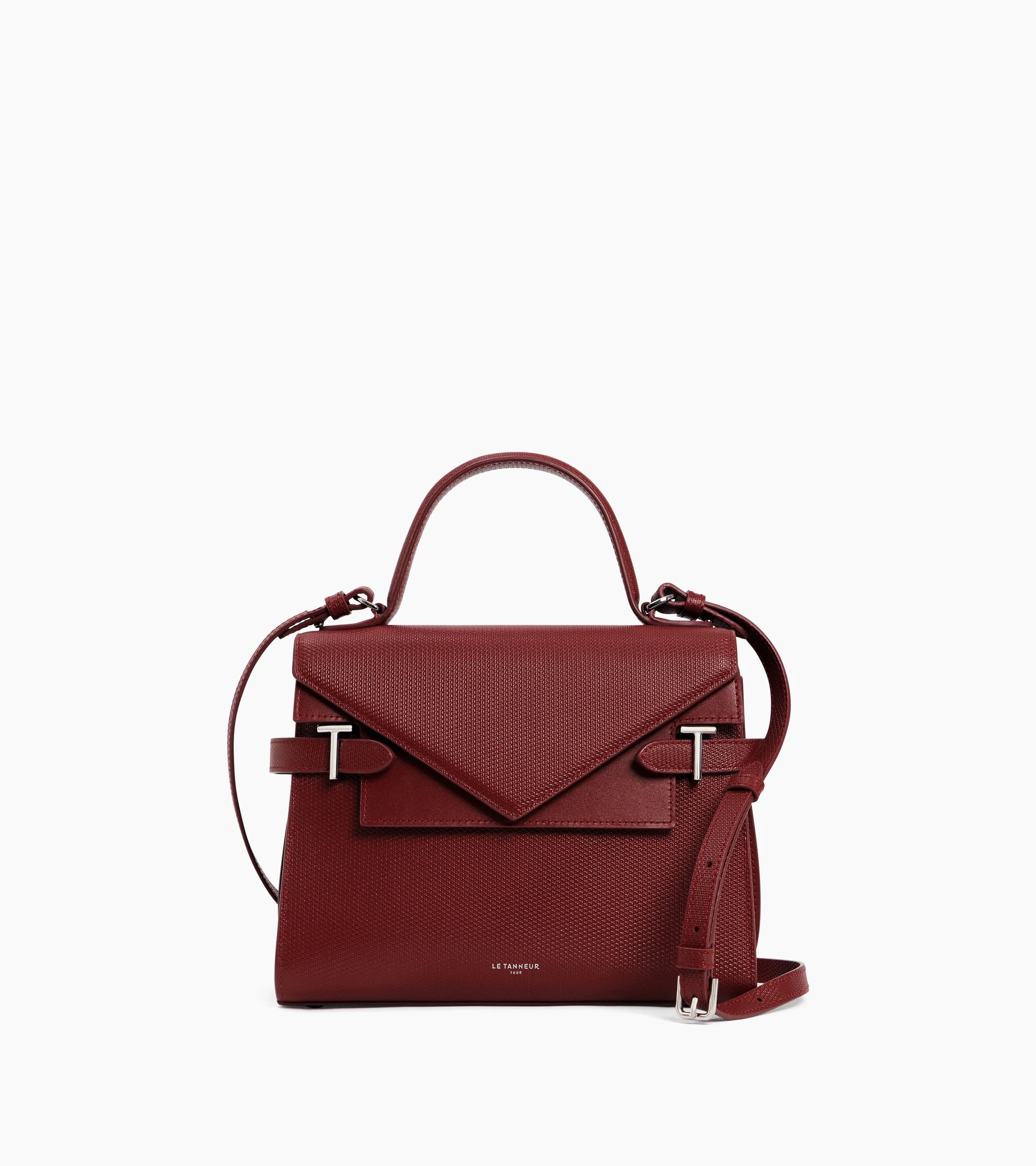 Emilie medium handbag with double flap in T-signature leather | Le Tanneur