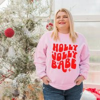 Holly Jolly Babe Sweatshirt, Christmas Sweatshirt, Shirt, Gift For Her, Gift, Sweater | Etsy (US)