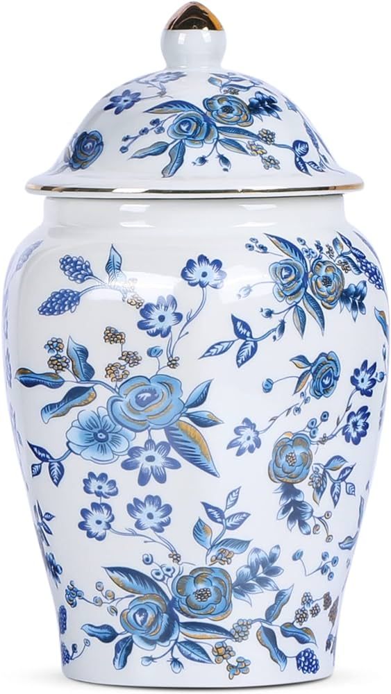 Chinese Ginger Jar with Lid Chinoiserie Antique Style,Home Decorative Retro Blue and White Porcel... | Amazon (US)