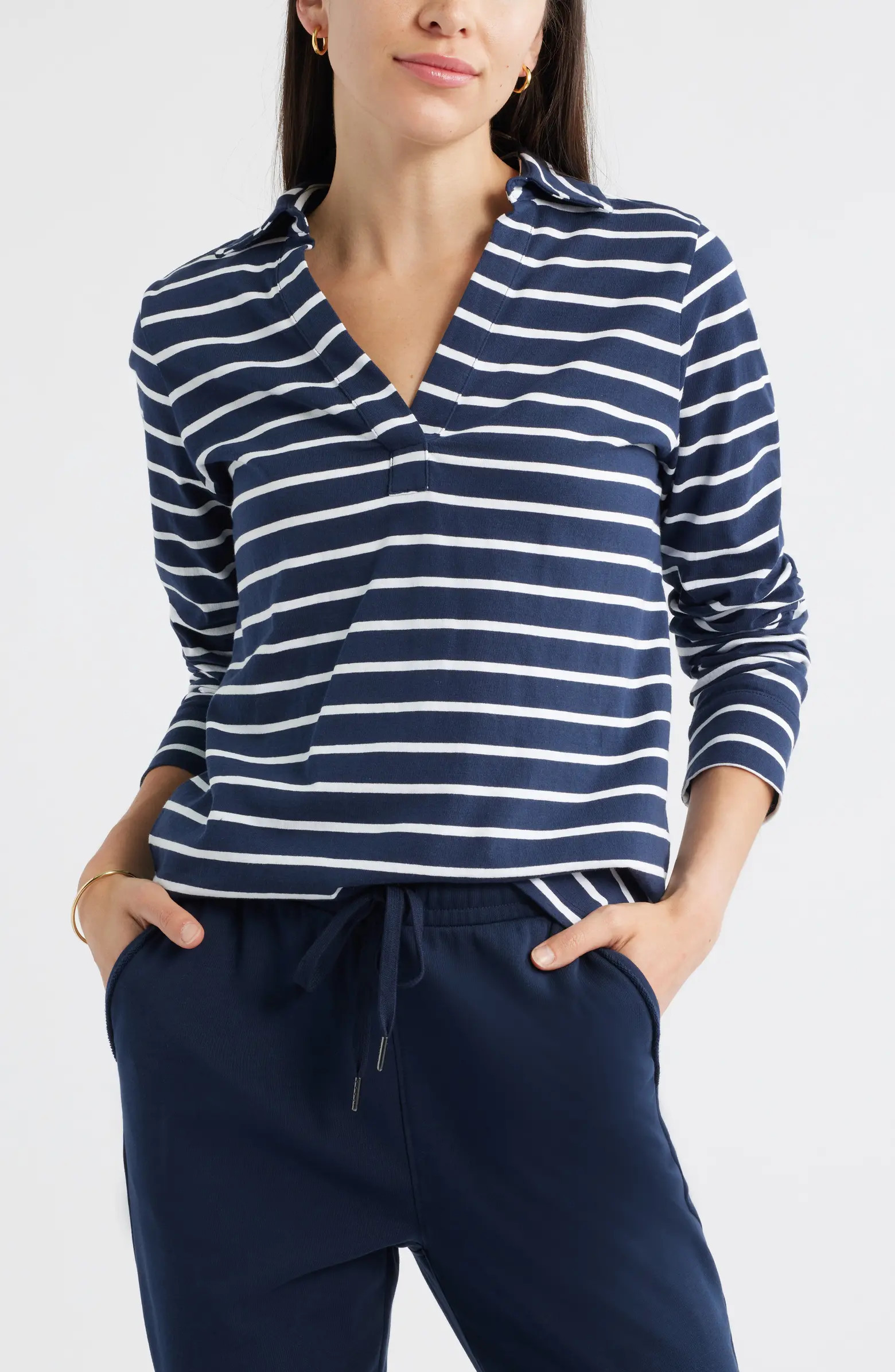 Long Sleeve Knit Johnny Collar Top | Nordstrom