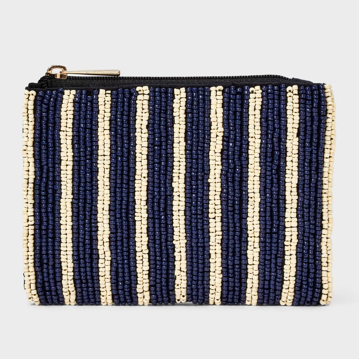 Beaded Striped Zip Pouch - A New Day™ White/Blue | Target