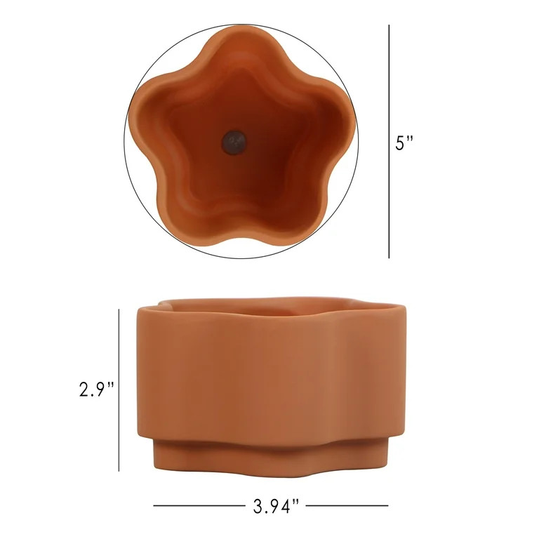 Mainstays 5in Gemeni Terra Planter, Terracotta | Walmart (US)