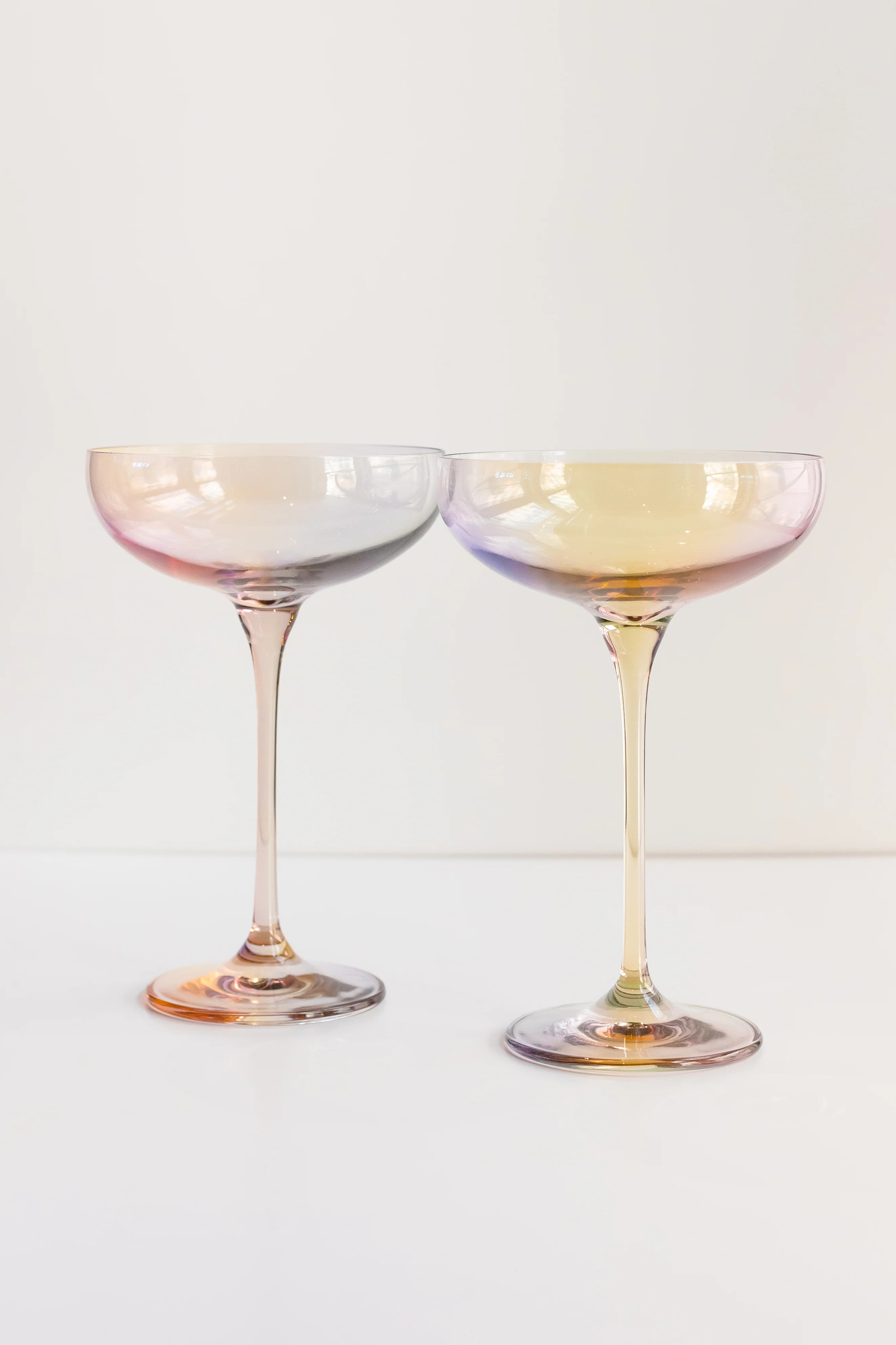 Estelle Colored Champagne Coupe Stemware - Set of 2 {Iridescent} | Estelle Colored Glass