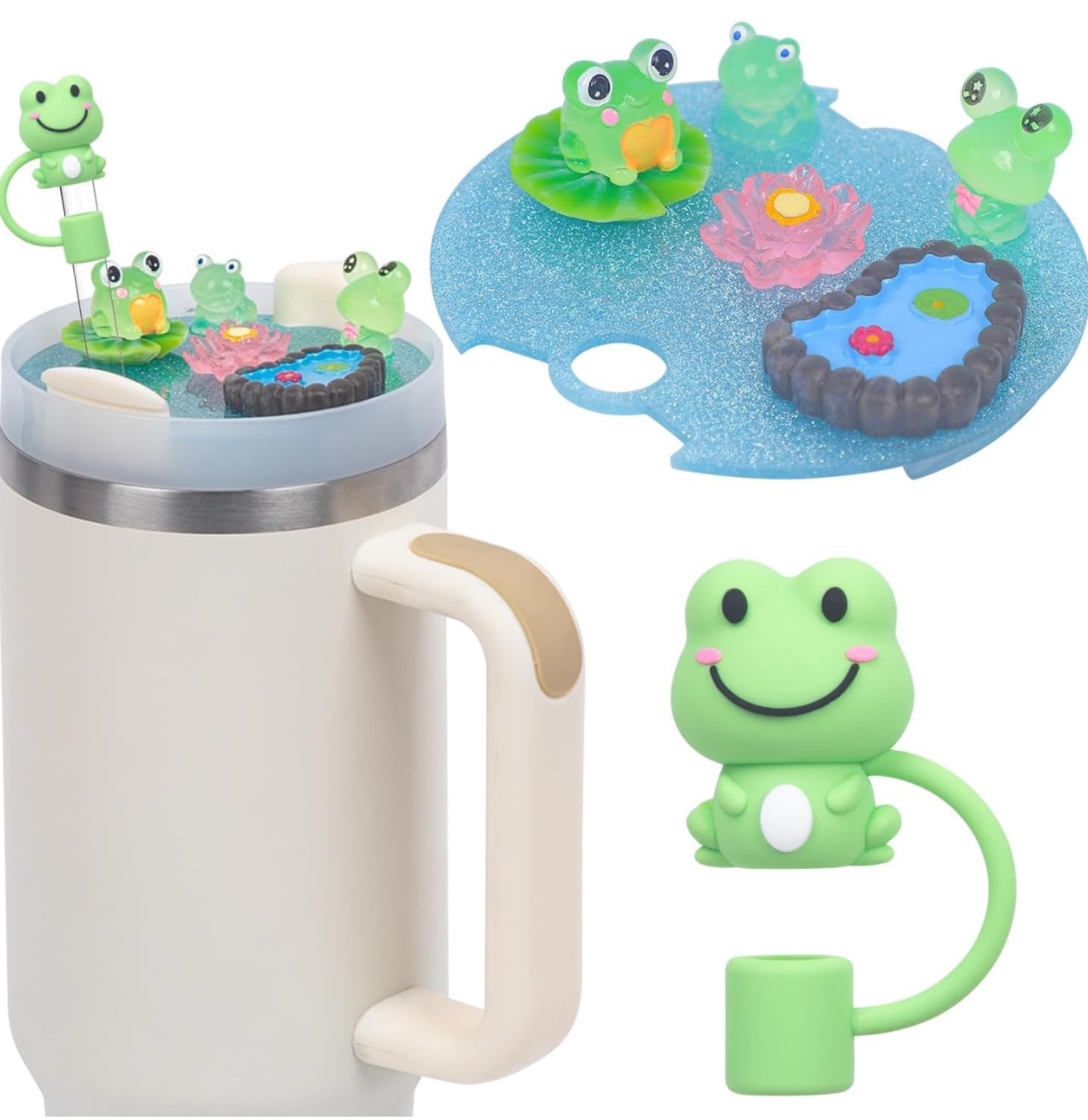 Compatible with Stanley Cup Lid Accessories Charms, Charms for Stanley Cups H2.0 Accessories 30oz 40oz with Silicone Straw Cover Cap for Tumblers (Frog, 40oz

#LTKMostLoved #LTKStyleTip