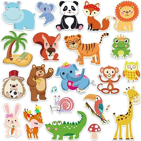 20 PCS Jungle Animals Thick Gel Clings Jungle Window Gel Clings Decals Stickers for Kids Toddlers and Adults Home Airplane Classroom Nursery Zoo Animals Party Supplies Decorations | Amazon (US)
