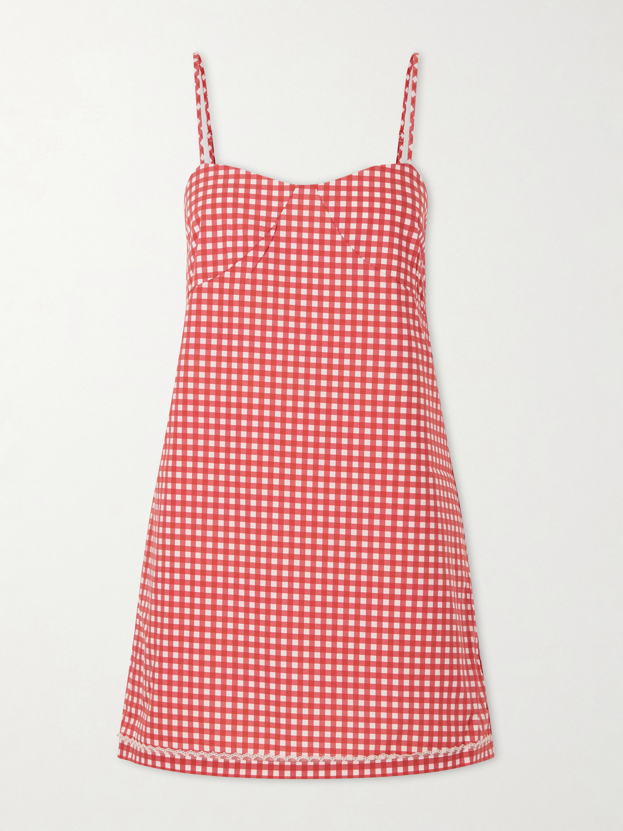 Posse - Lindie Gingham Cotton Mini Dress - Red | NET-A-PORTER (US)