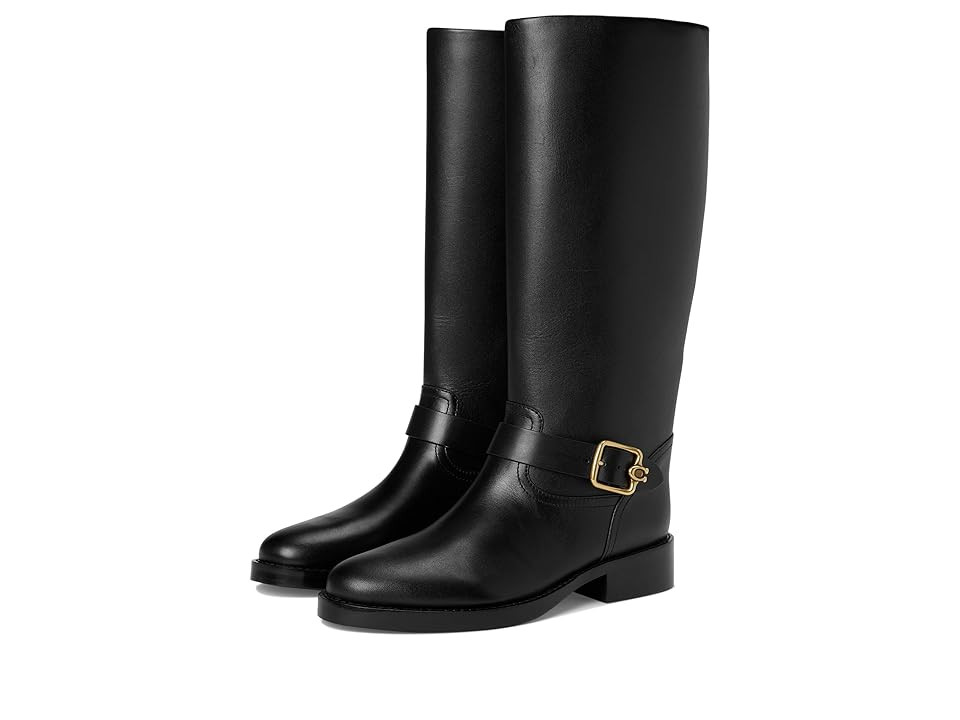 COACH Madeline Leather Boots Women's Boots Black : 9 M | Zappos