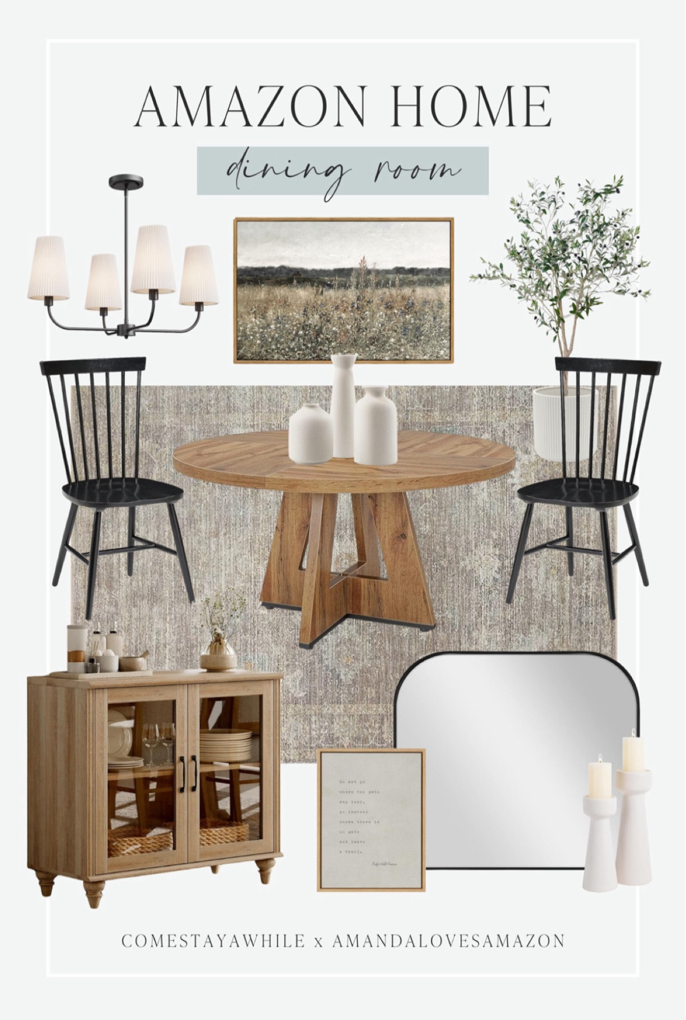 Loving this modern farmhouse dining room furniture and decor from Amazon! 😍 Modern farmhouse home decor. Come Stay Awhile. Amanda Loves Amazon. Amanda Vernaci.

#LTKStyleTip #LTKFamily #LTKHome
