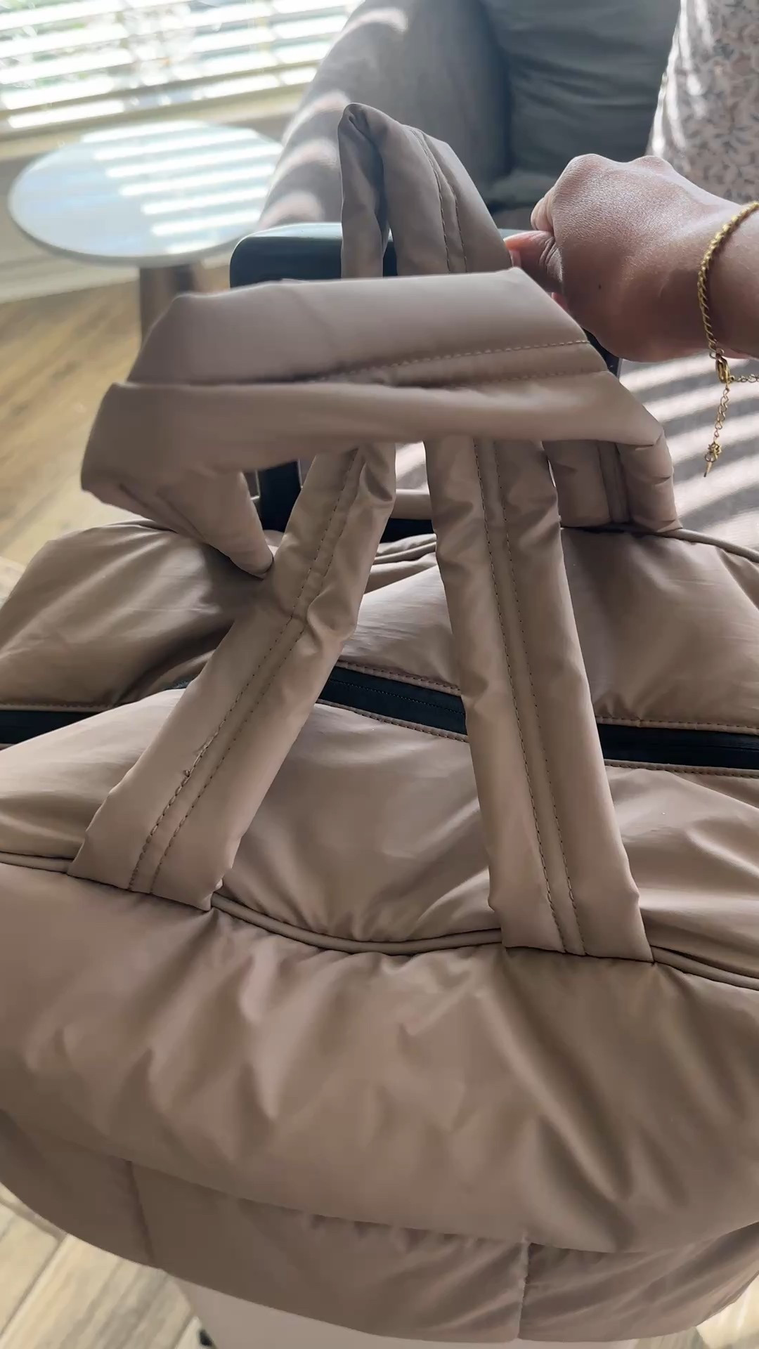 Carry on/overnight duffel bag. First under the seat (don’t over stuff), has multiple pockets 