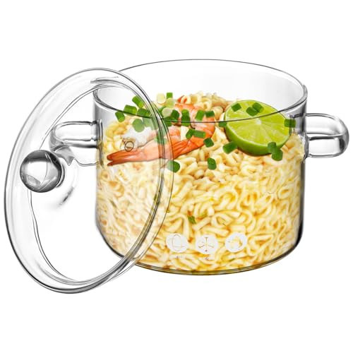Healeved Glass Simmer Pot for Stove Top 1.350L/45.65oz Clear Glass Stovetop Pot Soup Saucepan with Lid Cooking for Pasta Noodle, Soup, Milk | Amazon (US)