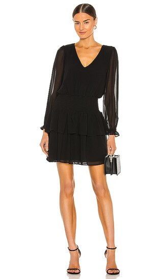 V Neck Smocked Dress in Rich Black | Revolve Clothing (Global)