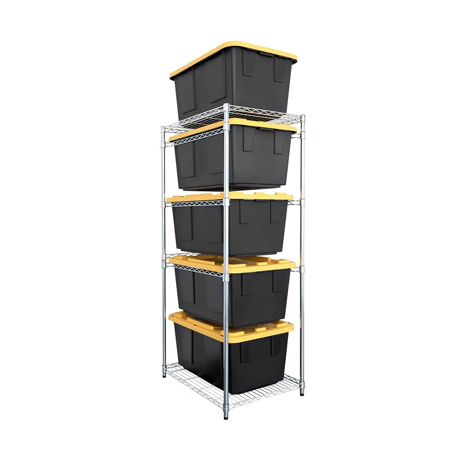 SafeRacks 5-Tier Steel Tote Rack WS-BR27 - Maximize Space, Declutter, NSF Certified, Bin Storage ... | Amazon (US)