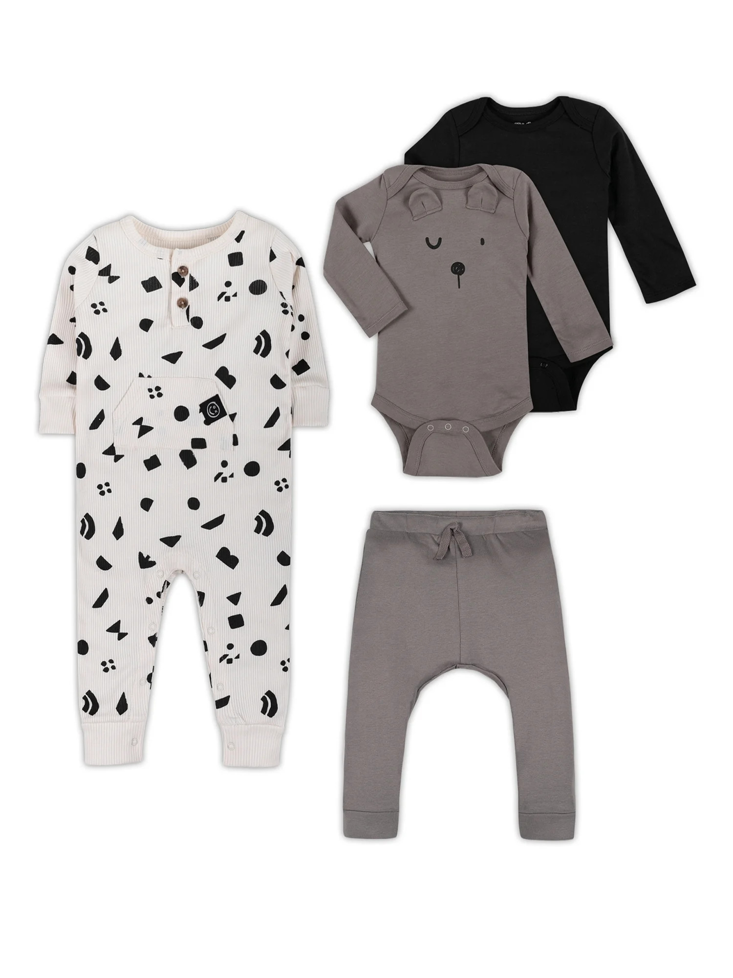 Little Star Organic Baby Unisex 4 Pc Mix & Match Romper Bundle Gift Set, Size Newborn - 24 Months... | Walmart (US)
