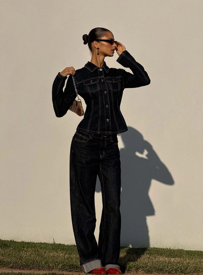 Rider Denim Jacket Dark Denim | Princess Polly US