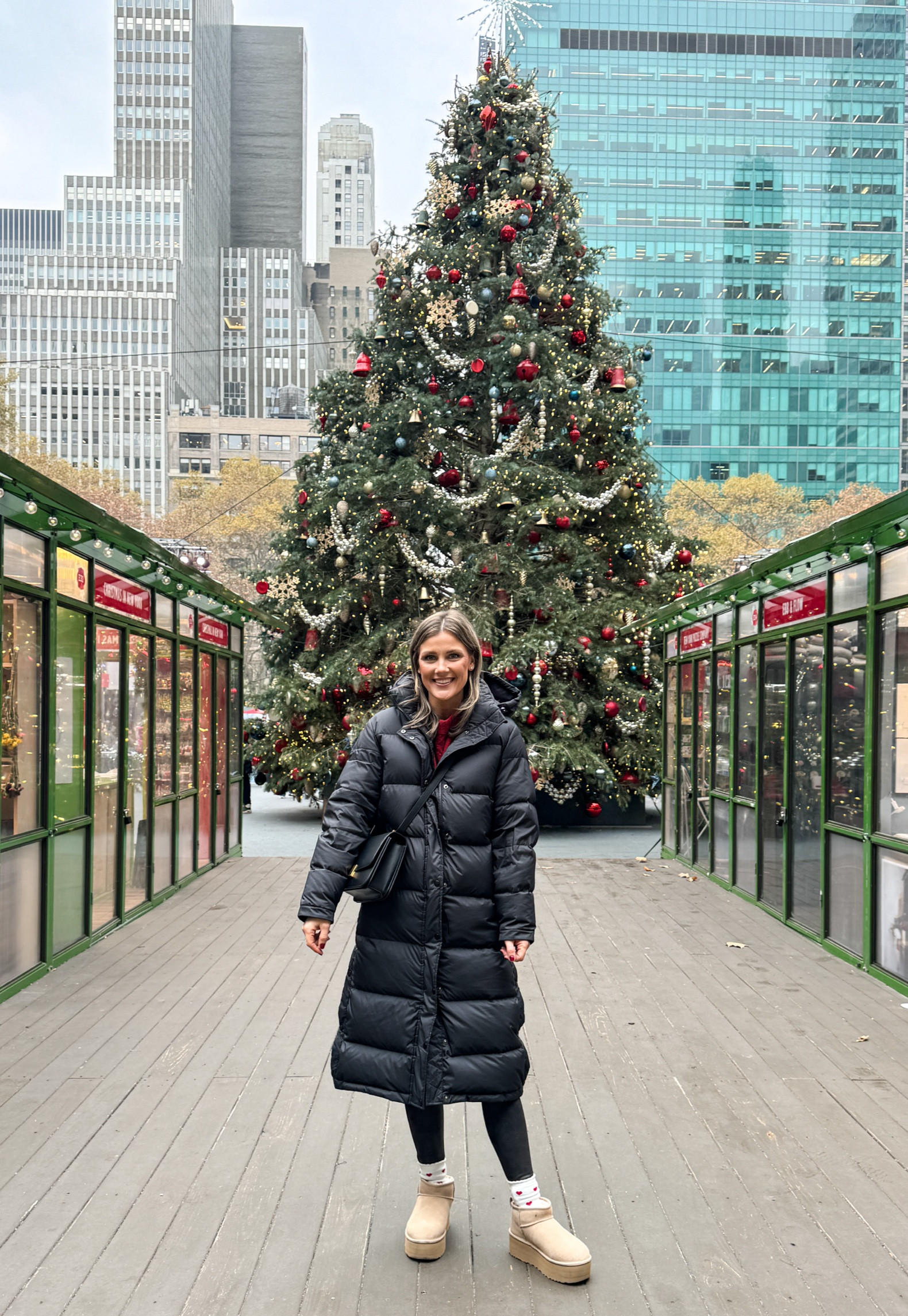 The BEST coat that kept me warm on our entire trip to NY! I’m wearing a medium to pair with bulky tops and a large in the red sweater for an oversized tunic fit. Go down in length sizing with the leggings. I’m wearing a medium, they run small 

#LTKSeasonal #LTKHoliday #LTKTravel