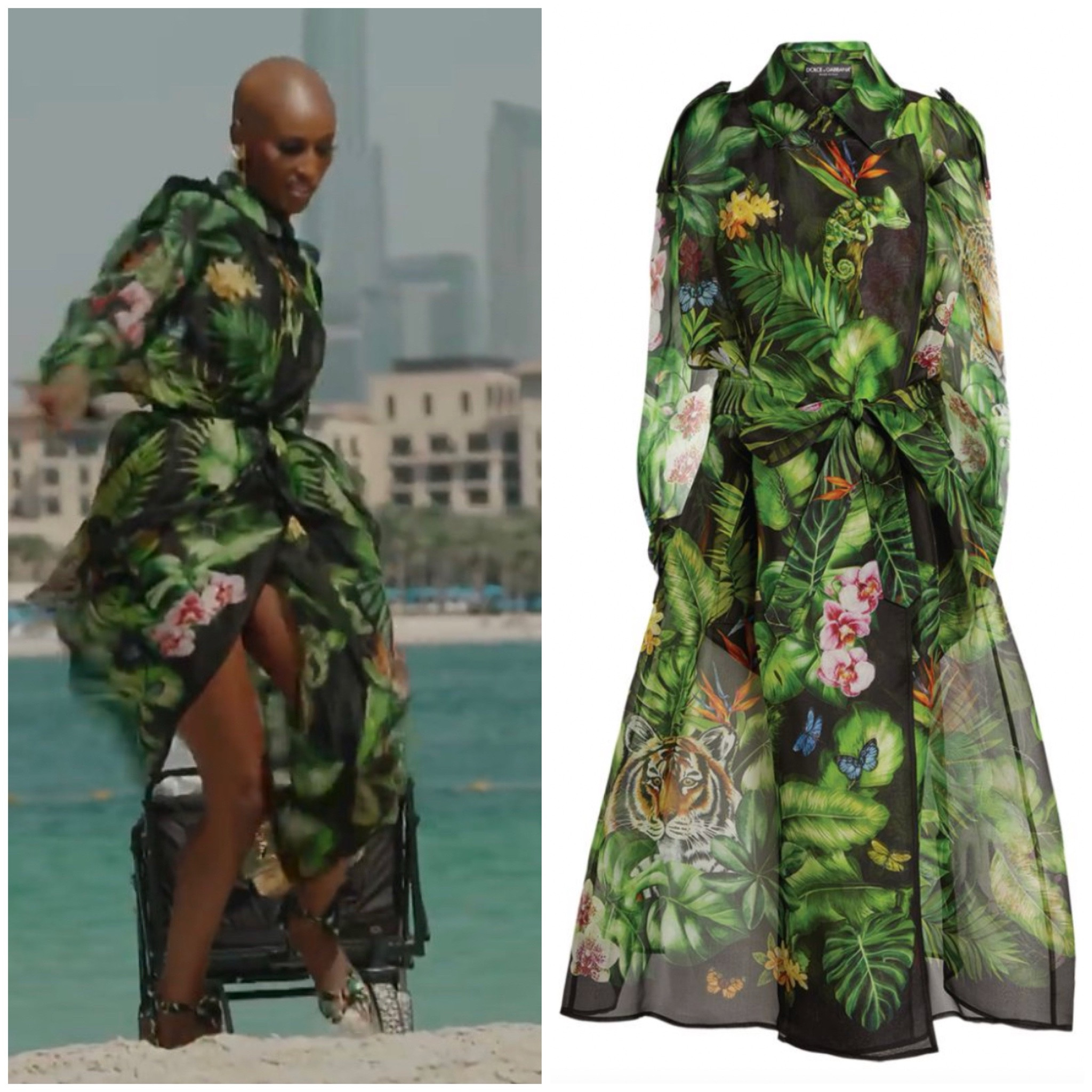 Chanel Ayan’s Green and Black Printed Sheer Trench Dress is sold out Dolce & Gabbana 2020