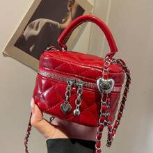 pc Mini Women Handbag Fashion Solid Color Embroidered Rhombic Crossbody Bag Suitable For Holding Cards And Keys | SHEIN