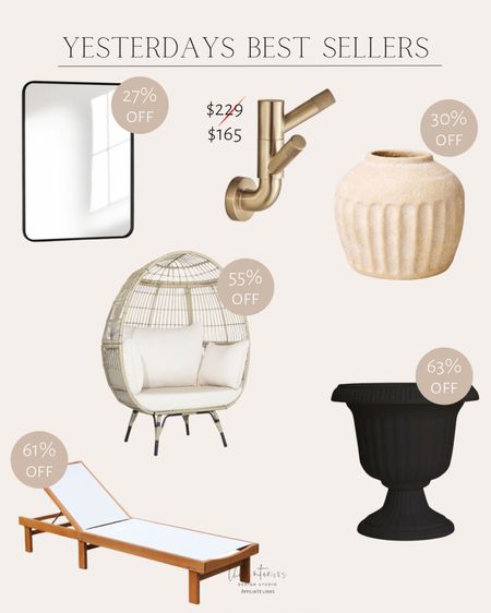 Yesterdays best sellers 
Ceramic vase / flower planter pot / rotating double robe hook / rounder rectangle wall mirror / oversized rattan egg  chair / 

#LTKhome #LTKU #LTKsalealert